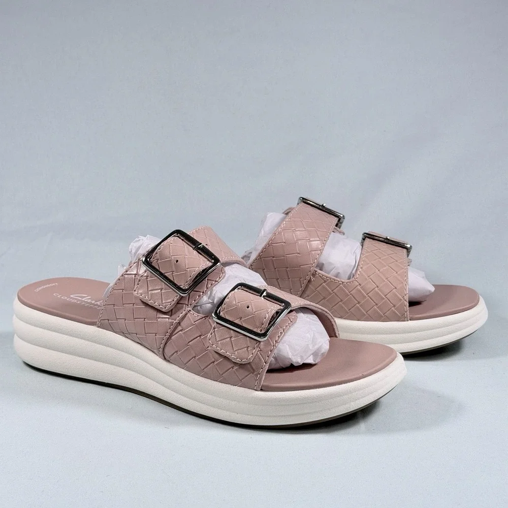 Clarks Cloudsteppers Size-9.5M Womens Sandals Drift Buckle‎ 10W Peach/Rose